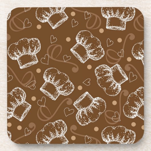 シェフの帽子が付いている料理パターン コースター (正面)