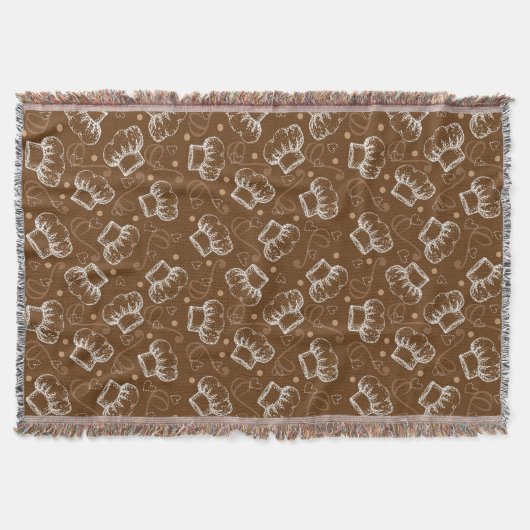 シェフの帽子が付いている料理パターン スローブランケット (正面)