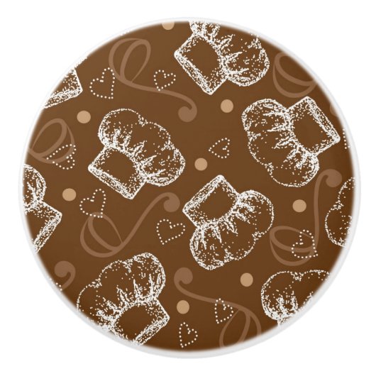 シェフの帽子が付いている料理パターン セラミックノブ (正面)