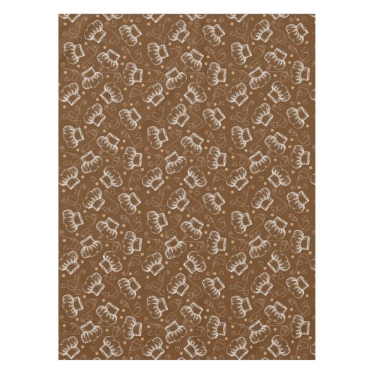 シェフの帽子が付いている料理パターン テーブルクロス (正面)