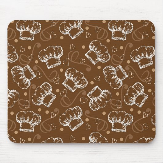 シェフの帽子が付いている料理パターン マウスパッド (正面)