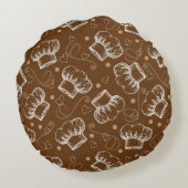 シェフの帽子が付いている料理パターン ラウンドクッション (裏面)