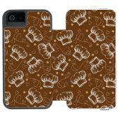 シェフの帽子が付いている料理パターン INCIPIO iPhoneウォレットケース (フォリオ Open)