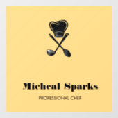 シェフの帽子とスプーンのシルエット ベージュ ウィンドウサイン (シート)