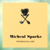 シェフの帽子とスプーンのシルエット ベージュ ウィンドウサイン (シート3)