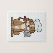 シェフの帽子とヘラと調理師としての犬 ジグソーパズル (横)