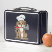 シェフの帽子とヘラと調理師としての犬 メタルランチボックス (インサイチュ)