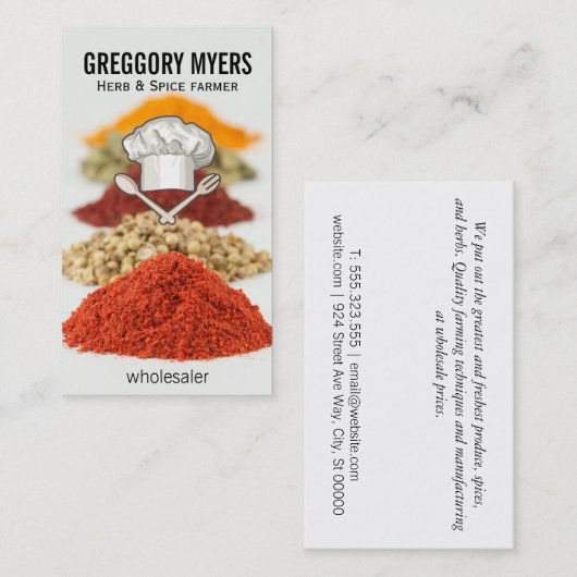 シェフの帽子と器具 名刺 (正面/裏面)