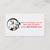 シェフの帽子のドームの大皿のケータリングの食糧配達 名刺 (裏面)