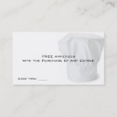 シェフの帽子のレストランのクーポンカード 割引カード (裏面)