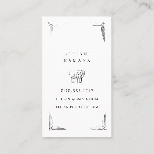 シェフの帽子の料理用の名刺 名刺 (裏面)