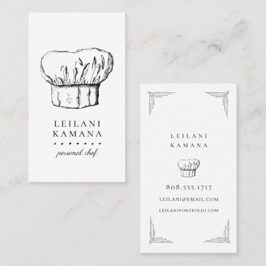 シェフの帽子の料理用の名刺 名刺 (正面/裏面)