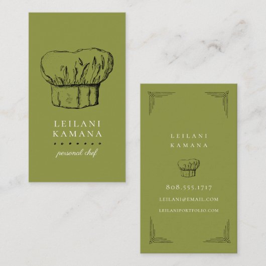 シェフの帽子の料理用の名刺 名刺 (正面/裏面)