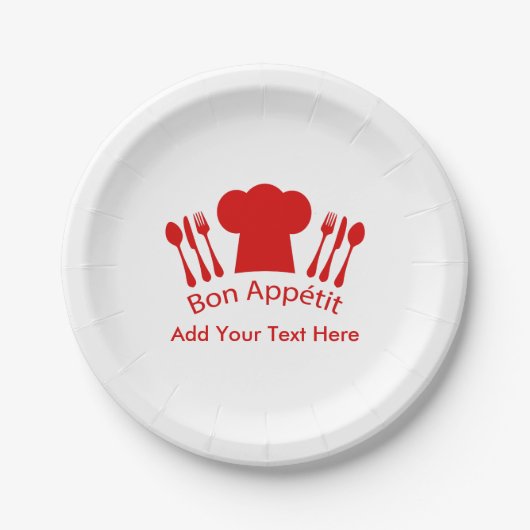 シェフの帽子の糖菓Appetitを調理する愛 ペーパープレート (正面)