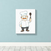 シェフの帽子&スープスプーン付きシェフ キャンバスプリント (インサイチュ (ウッドフロア))