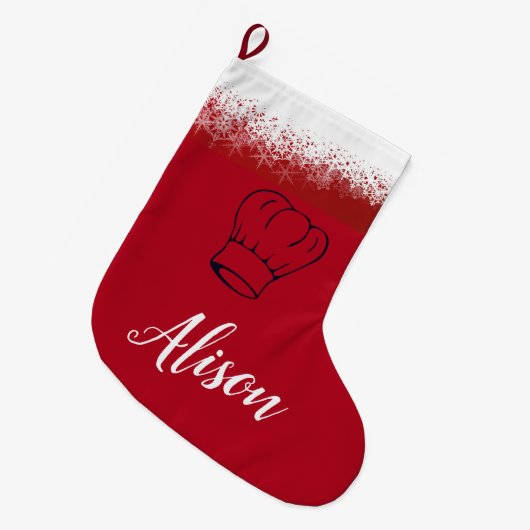 シェフの帽子、調理師のためのCHRISTMASTのギフト、調理師の帽子 ラージクリスマスストッキング (正面 (吊り時))