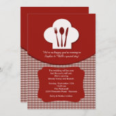 シェフの帽子（赤）ポストズブルン結婚チ招待状 招待状 (正面/裏面)