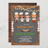 シェフの料理とお菓子作りの誕生日テーマ 招待状 (正面/裏面)