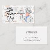 シェフの様式化されたラインスケッチ 名刺 (正面/裏面)