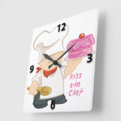 シェフの正方形の柱時計に接吻して下さい スクエア壁時計 (傾斜)