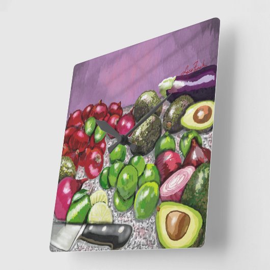 「シェフの準備」がまだ生きている スクエア壁時計 (傾斜)