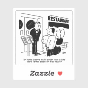 シェフの漫画に関頼するレストランを訪問するカップル。 シール