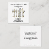 シェフの私用ケータリングサービス金ゴールドの食事用器具類セット スクエア名刺 (正面/裏面)