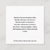 シェフの私用ケータリングサービス金ゴールドの食事用器具類セット スクエア名刺 (裏面)