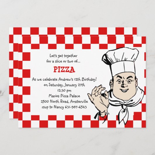 シェフの誕生日会の招待状 招待状 (正面/裏面)