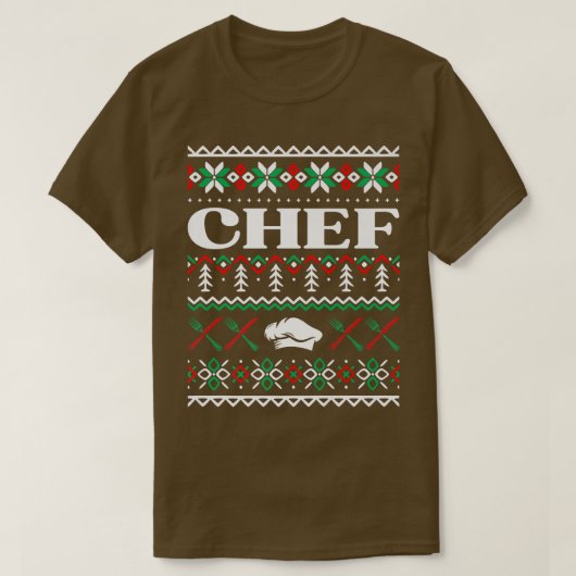 シェフの醜いクリスマス料理調理師に一致する料理 Tシャツ (デザイン正面)