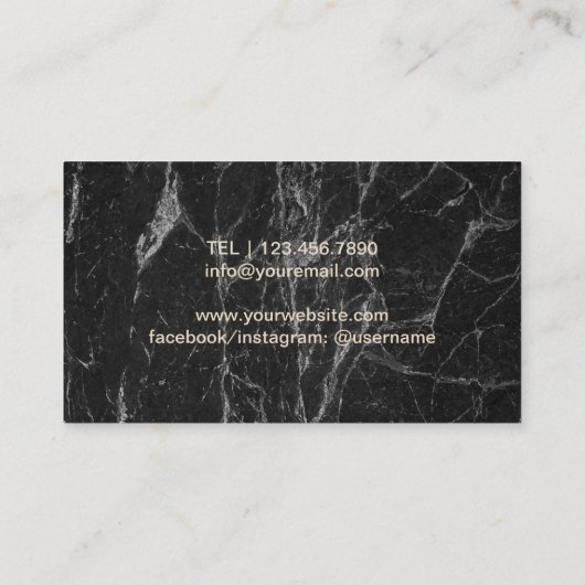 シェフの金ゴールドのナイフのケータリングのモダンで黒い大理石 名刺 (裏面)