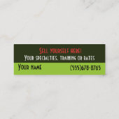 シェフの食料調達の私用シェフのイタリアンなシェフの料理 スキニー名刺 (裏面)