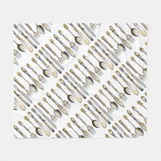 シェフの食料調達の食事用器具類ビジネス フリースブランケット (正面(横))