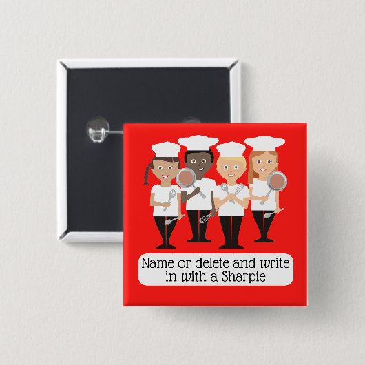 シェフは料理教室の普遍的な名前入りの記章をからかいます 缶バッジ (正面&裏面)