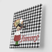 シェフは時計を点検します スクエア壁時計 (傾斜)