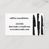 シェフまたはケイタリングビジネスのための名刺 名刺 (裏面)