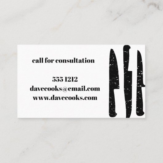 シェフまたはケイタリングビジネスのための名刺 名刺 (裏面)
