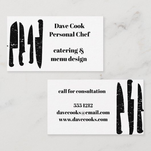 シェフまたはケイタリングビジネスのための名刺 名刺 (正面/裏面)