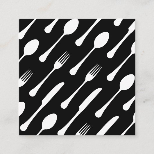 シェフまたはケータリングの名刺-黒の刃物類 スクエア名刺 (正面)