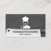 シェフアイコンクリーバーナイフ | 黒板背景 名刺 (正面)