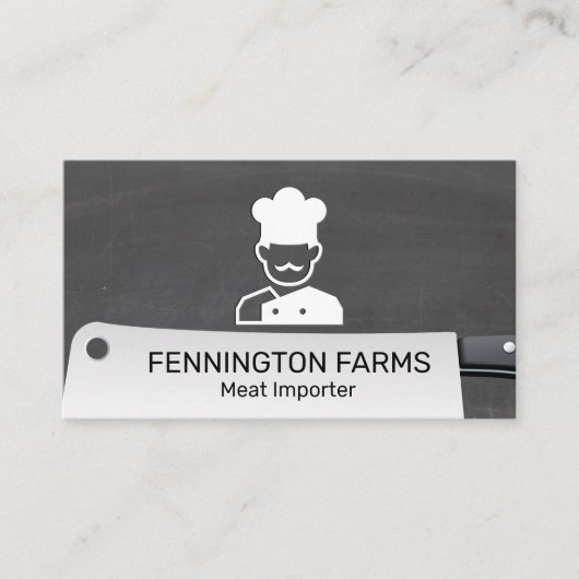 シェフアイコンクリーバーナイフ | 黒板背景 名刺 (正面)