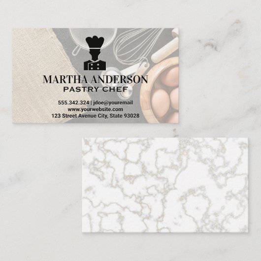 シェフアイコン | ベーキングの材料とツール 名刺 (正面/裏面)