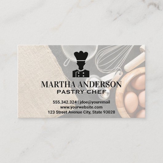 シェフアイコン | ベーキングの材料とツール 名刺 (正面)