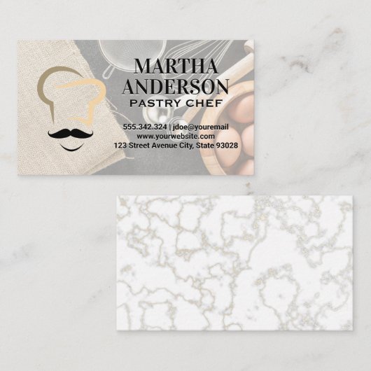 シェフアイコン | ベーキングの材料とツール 名刺 (正面/裏面)