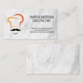 シェフアイコン | ホワイトマーブル 名刺 (正面/裏面)