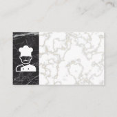 シェフアイコン |金ゴールド白大理石 |黒い大理石 名刺 (裏面)