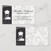 シェフアイコン |金ゴールド白大理石 |黒い大理石 名刺 (正面/裏面)