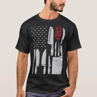 シェフアメリカンフラッグキッチンブッチャーナイフヴィンテージ4 Tシャツ