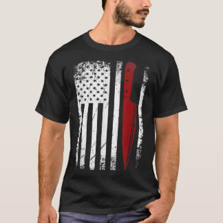 シェフアメリカ国旗料理愛国的キッチンバーベキュー Tシャツ