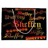 シェフィーフォント – オレンジ、赤、黄色 ラージペーパーバッグ (裏面)